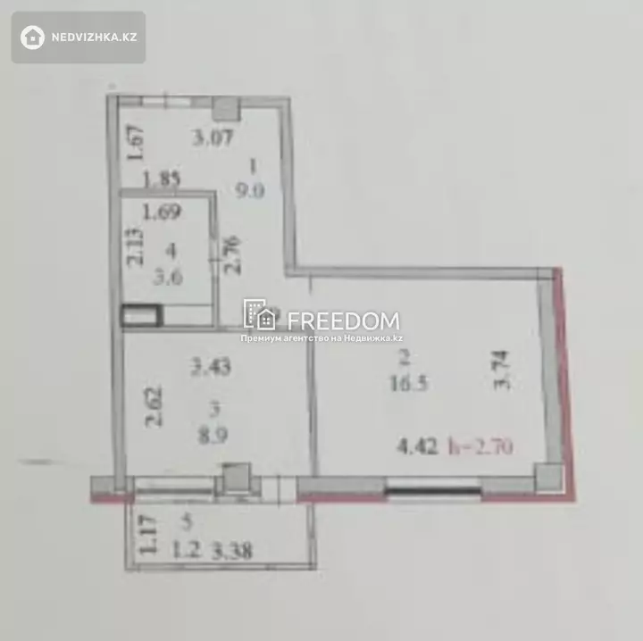 36 м², 1-комнатная квартира, этаж 5 из 16, 36 м², изображение - 1
