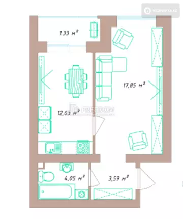 38 м², 1-комнатная квартира, этаж 5 из 10, 38 м², изображение - 0