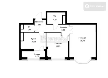 64 м², 2-комнатная квартира, этаж 10 из 19, 64 м², изображение - 0