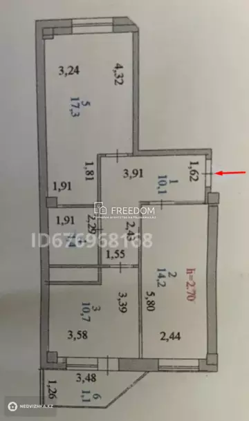 58 м², 2-комнатная квартира, этаж 12 из 13, 58 м², изображение - 8