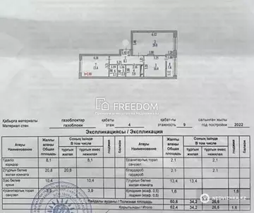 62.4 м², 2-комнатная квартира, этаж 4 из 9, 62 м², изображение - 5