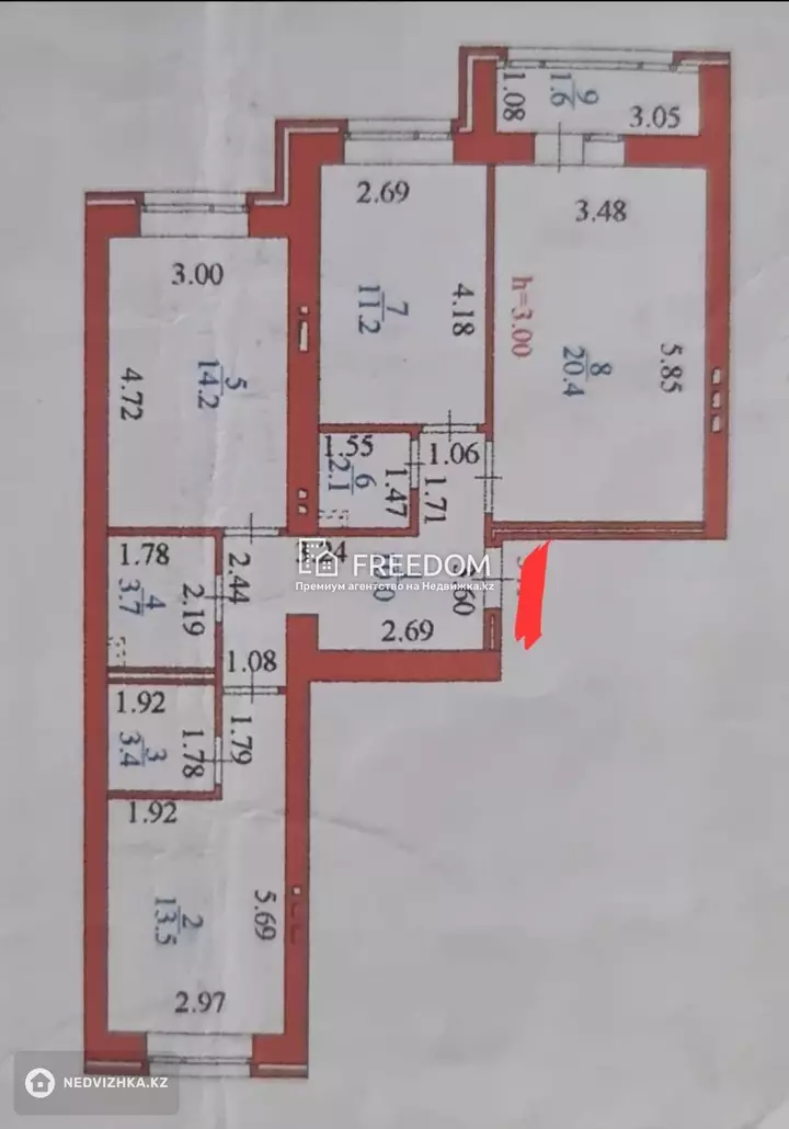 80 м², 3-комнатная квартира, этаж 8 из 10, 80 м², изображение - 1