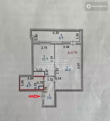 46 м², 1-комнатная квартира, этаж 7 из 14, 46 м², изображение - 8