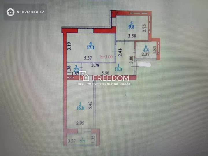 68 м², 2-комнатная квартира, этаж 8 из 12, 68 м², изображение - 1