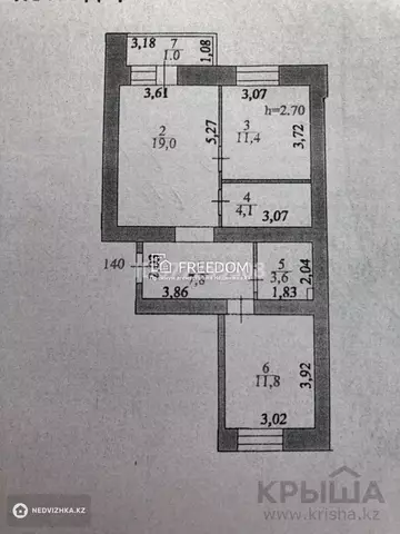 60 м², 2-комнатная квартира, этаж 13 из 13, 60 м², изображение - 3