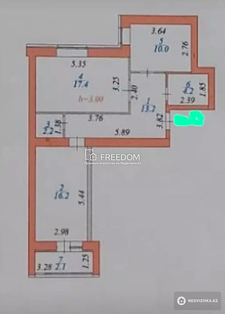 65.3 м², 2-комнатная квартира, этаж 6 из 12, 65 м², изображение - 1