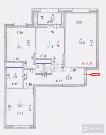 95.7 м², 3-комнатная квартира, этаж 2 из 14, 96 м², изображение - 0