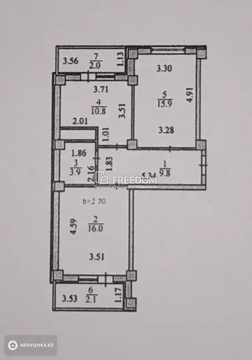 60.5 м², 2-комнатная квартира, этаж 3 из 12, 60 м², изображение - 8