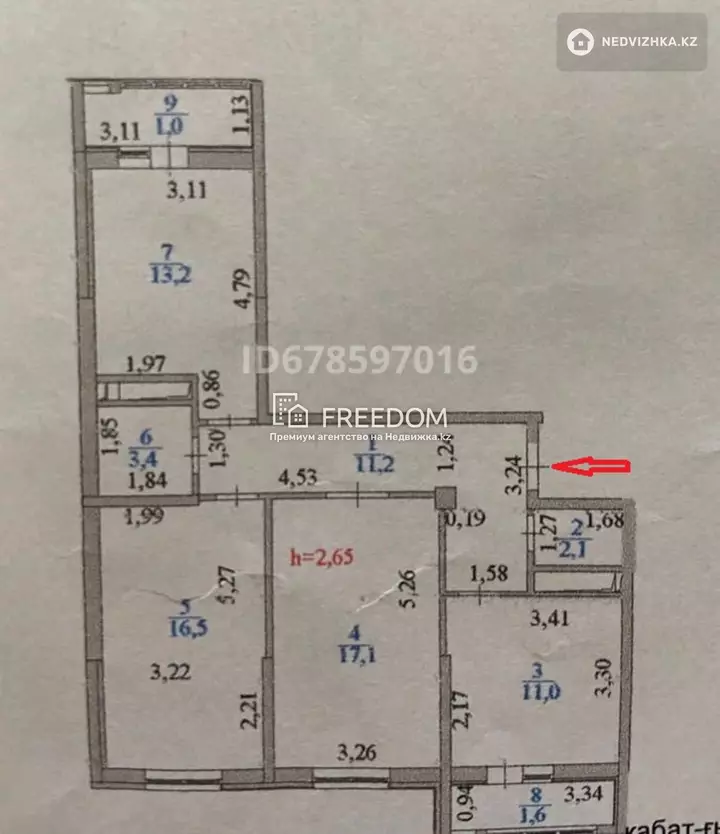 77.1 м², 3-комнатная квартира, этаж 3 из 11, 77 м², изображение - 1