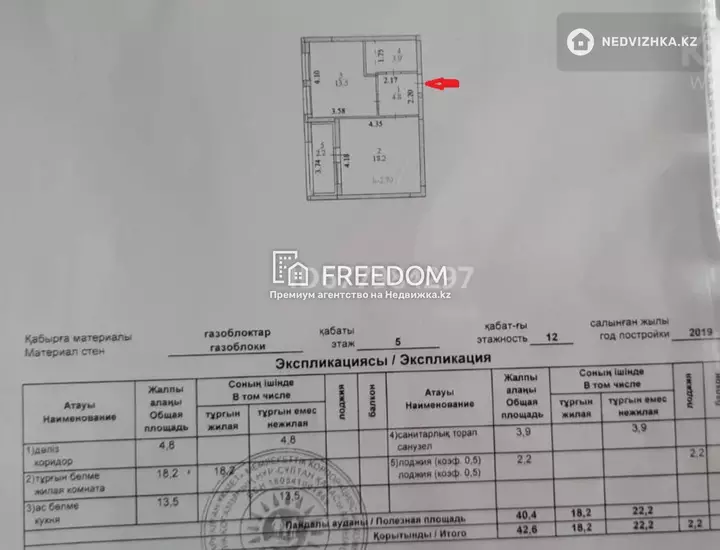 43 м², 1-комнатная квартира, этаж 5 из 12, 43 м², изображение - 1