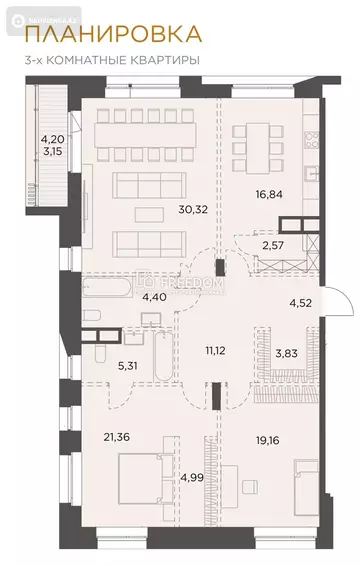 130 м², 3-комнатная квартира, этаж 3 из 4, 130 м², изображение - 9