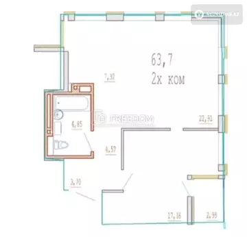 63 м², 2-комнатная квартира, этаж 4 из 7, 63 м², изображение - 12