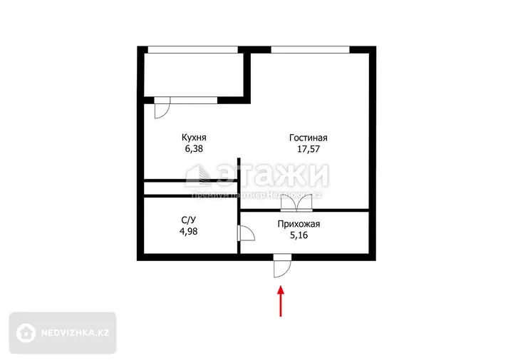 38 м², 1-комнатная квартира, этаж 2 из 24, 38 м², изображение - 1