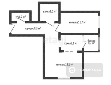 51.1 м², 2-комнатная квартира, этаж 4 из 9, 51 м², изображение - 6