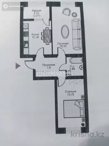 62 м², 2-комнатная квартира, этаж 5 из 9, 62 м², изображение - 23