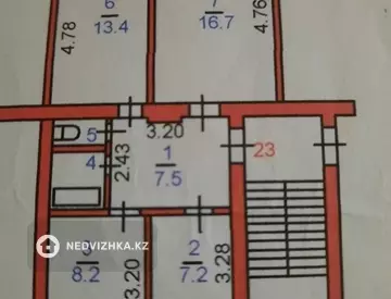 56.3 м², 3-комнатная квартира, этаж 2 из 5, 56 м², изображение - 5