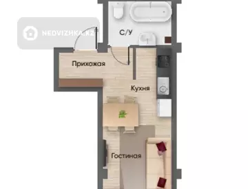 24 м², 1-комнатная квартира, этаж 1 из 3, 24 м², изображение - 5