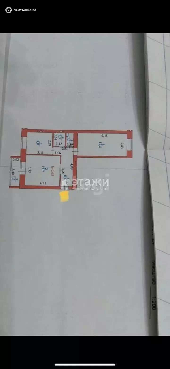 56 м², 2-комнатная квартира, этаж 6 из 9, 56 м², изображение - 1