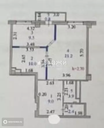 56.8 м², 2-комнатная квартира, этаж 9 из 10, 57 м², изображение - 6