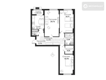 3-комнатная квартира, этаж 9 из 12, 105 м²