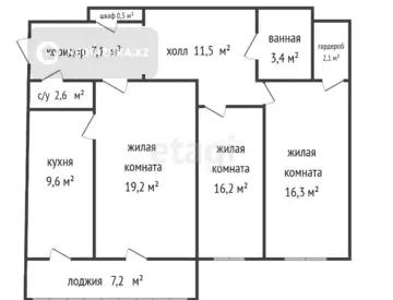 96 м², 3-комнатная квартира, этаж 7 из 9, 96 м², изображение - 9