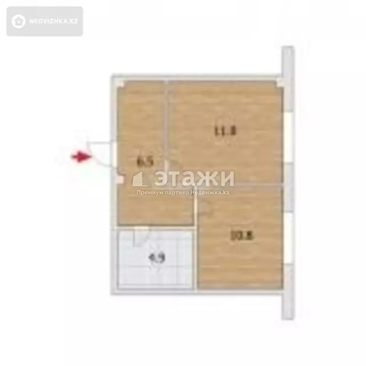 43.24 м², 1-комнатная квартира, этаж 4 из 13, 43 м², изображение - 1