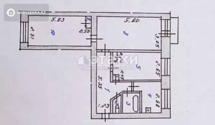 60 м², 3-комнатная квартира, этаж 3 из 5, 60 м², изображение - 1