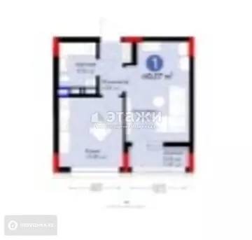 1-комнатная квартира, этаж 4 из 16, 40 м²