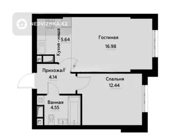 44 м², 2-комнатная квартира, этаж 2 из 12, 44 м², изображение - 4