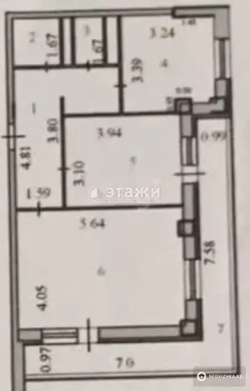 2-комнатная квартира, этаж 13 из 16, 64 м²