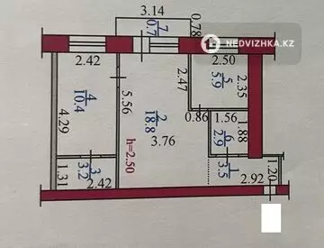 45.4 м², 2-комнатная квартира, этаж 5 из 5, 45 м², изображение - 13