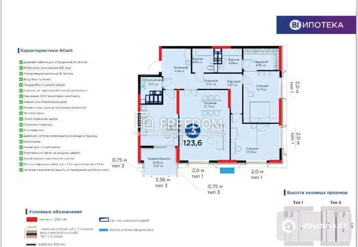 123.6 м², 3-комнатная квартира, этаж 18 из 21, 124 м², изображение - 1