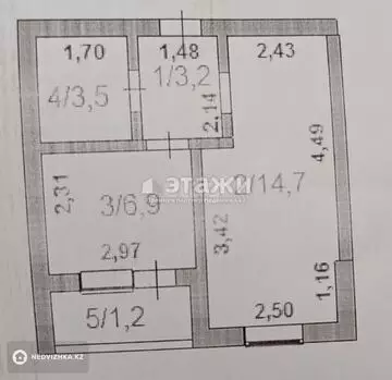 28.7 м², 1-комнатная квартира, этаж 1 из 5, 29 м², изображение - 3