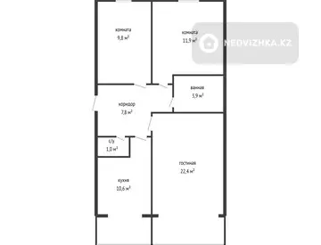 67.4 м², 3-комнатная квартира, этаж 4 из 2, 67 м², изображение - 15