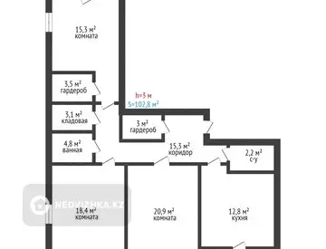 102.8 м², 3-комнатная квартира, этаж 9 из 9, 103 м², изображение - 4