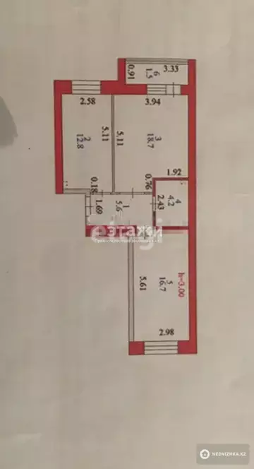 60 м², 2-комнатная квартира, этаж 2 из 10, 60 м², изображение - 1