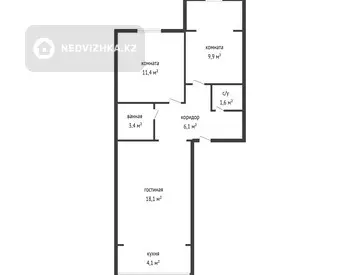 54.6 м², 3-комнатная квартира, этаж 5 из 5, 55 м², изображение - 16