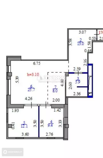 76 м², 3-комнатная квартира, этаж 7 из 8, 76 м², изображение - 6