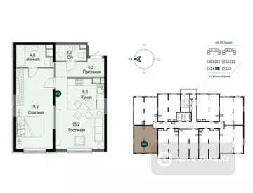 2-комнатная квартира, этаж 13 из 18, 56 м²