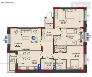 134 м², 4-комнатная квартира, этаж 3 из 9, 134 м², изображение - 49