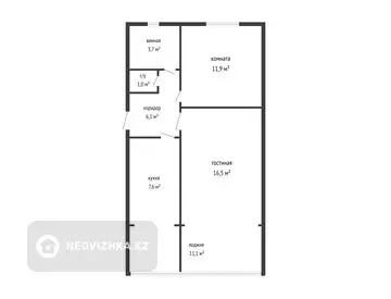 58.8 м², 2-комнатная квартира, этаж 3 из 5, 59 м², изображение - 13