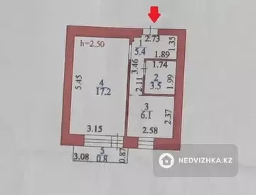 1-комнатная квартира, этаж 2 из 2, 35 м²