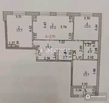 3-комнатная квартира, этаж 2 из 9, 87 м²