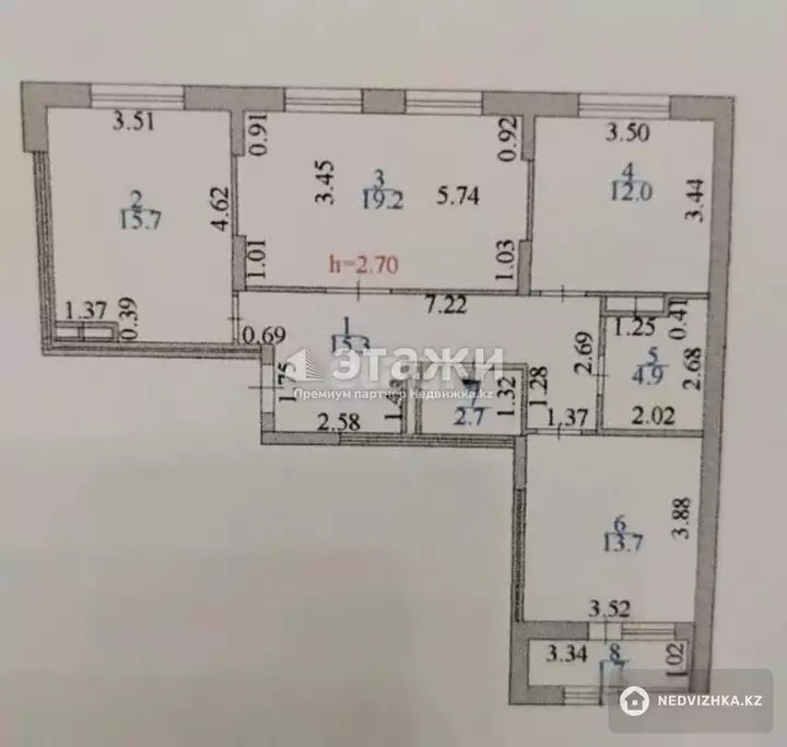 87 м², 3-комнатная квартира, этаж 2 из 9, 87 м², изображение - 1