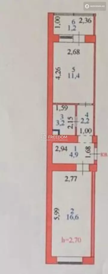 1-комнатная квартира, этаж 1 из 9, 39 м²