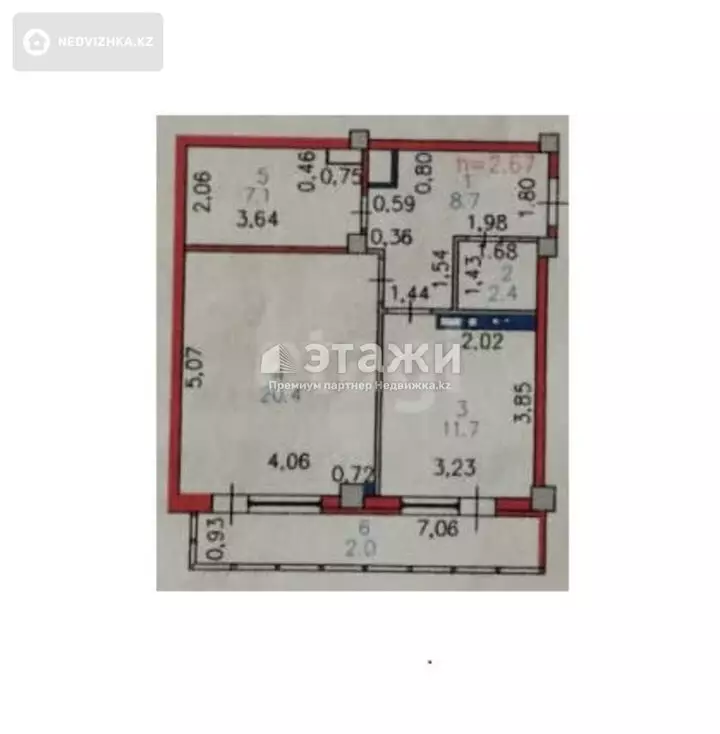 52.3 м², 1-комнатная квартира, этаж 9 из 12, 52 м², изображение - 1