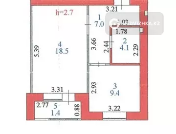 1-комнатная квартира, этаж 2 из 10, 40 м²