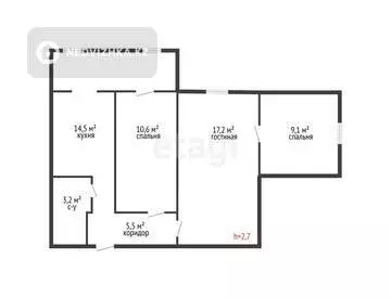 59.5 м², 3-комнатная квартира, этаж 3 из 5, 60 м², изображение - 17