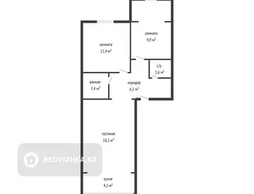 54.6 м², 3-комнатная квартира, этаж 5 из 5, 55 м², изображение - 16