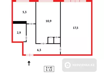 43 м², 2-комнатная квартира, этаж 3 из 5, 43 м², изображение - 8